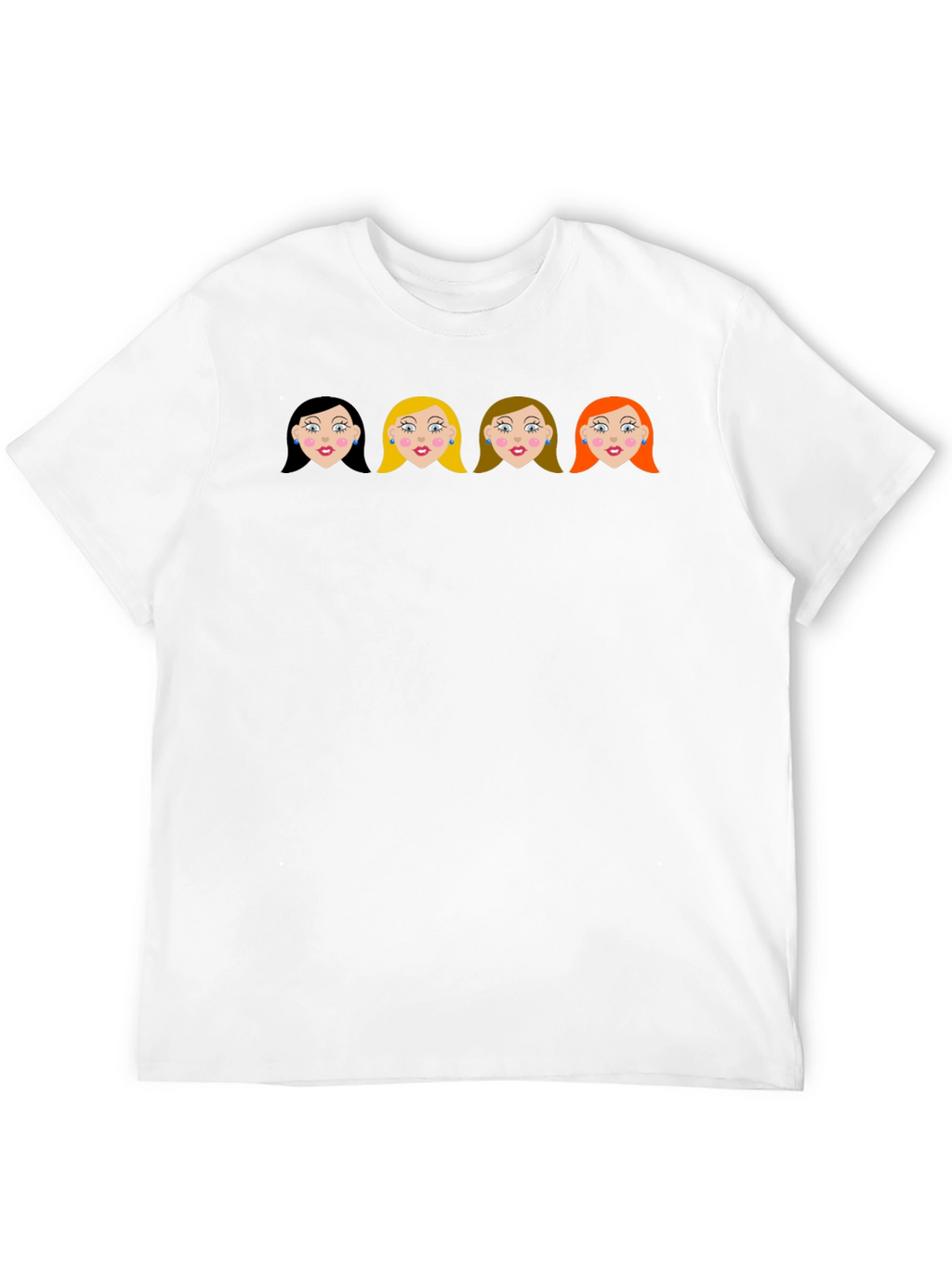 Cartoon Girls Black Crew Neck T-Shirt
