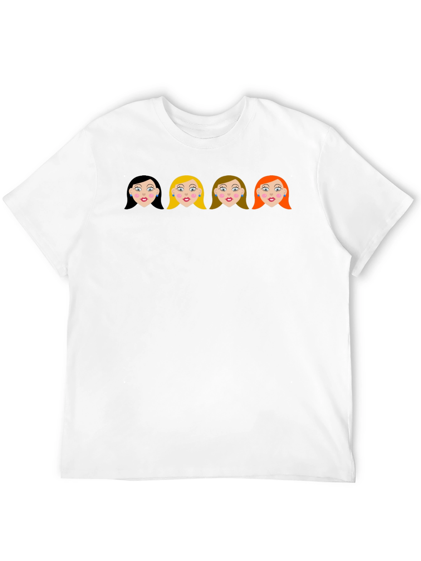 Cartoon Girls Black Crew Neck T-Shirt