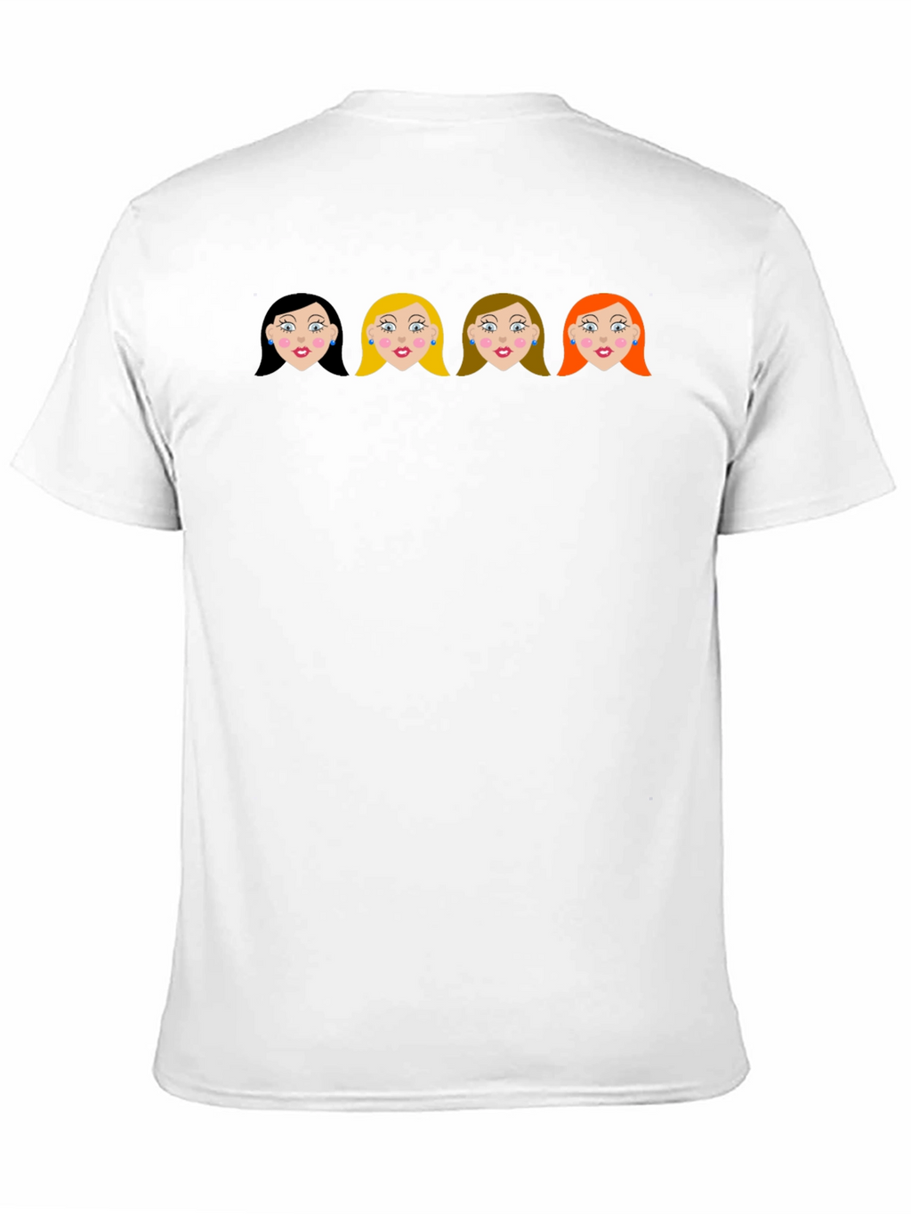 Cartoon Girls Black Crew Neck T-Shirt