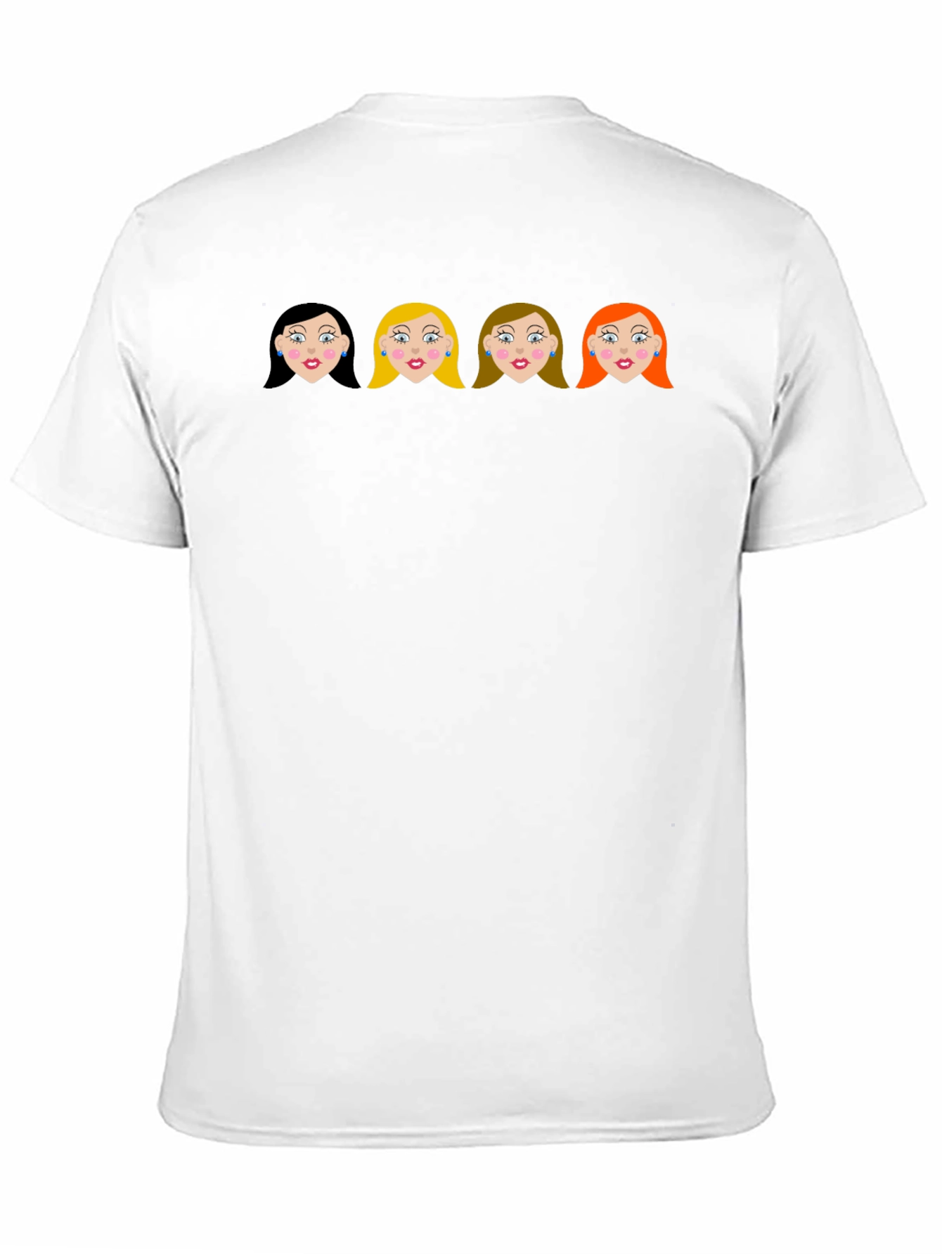 Cartoon Girls Black Crew Neck T-Shirt
