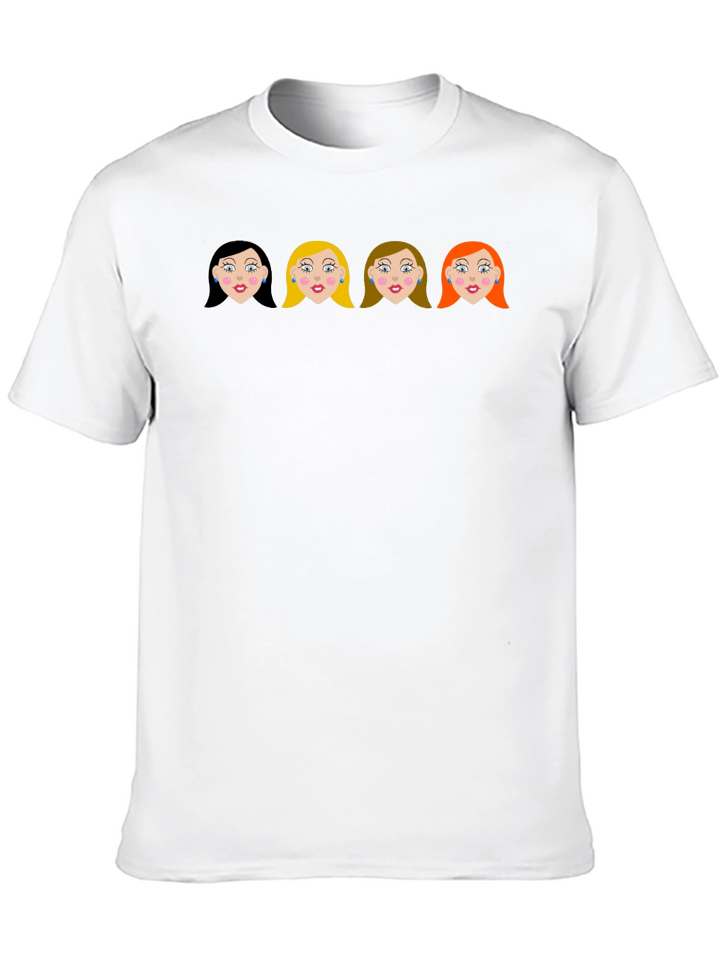 Cartoon Girls Black Crew Neck T-Shirt