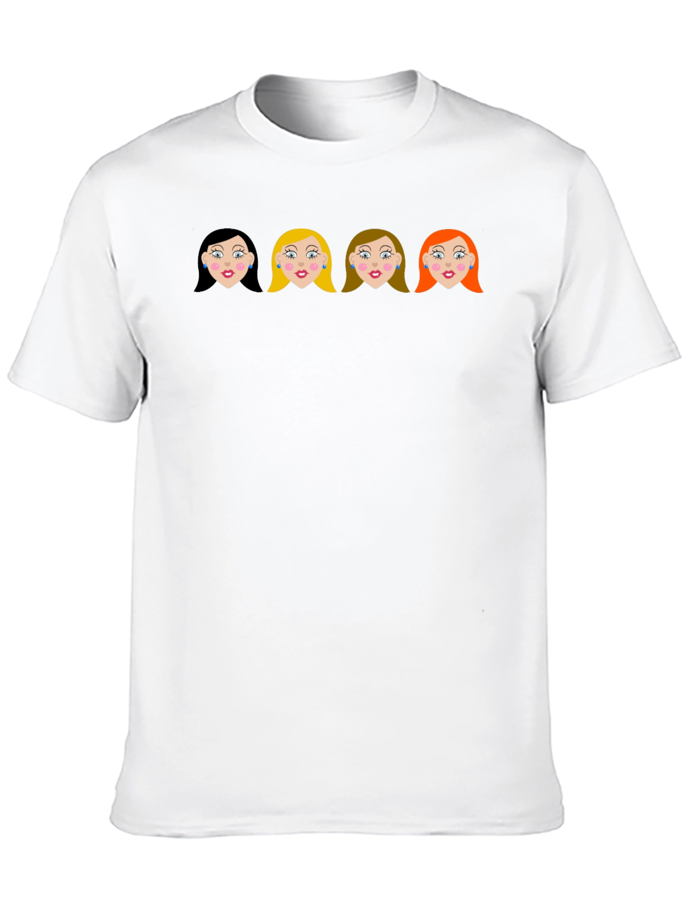 Cartoon Girls Black Crew Neck T-Shirt