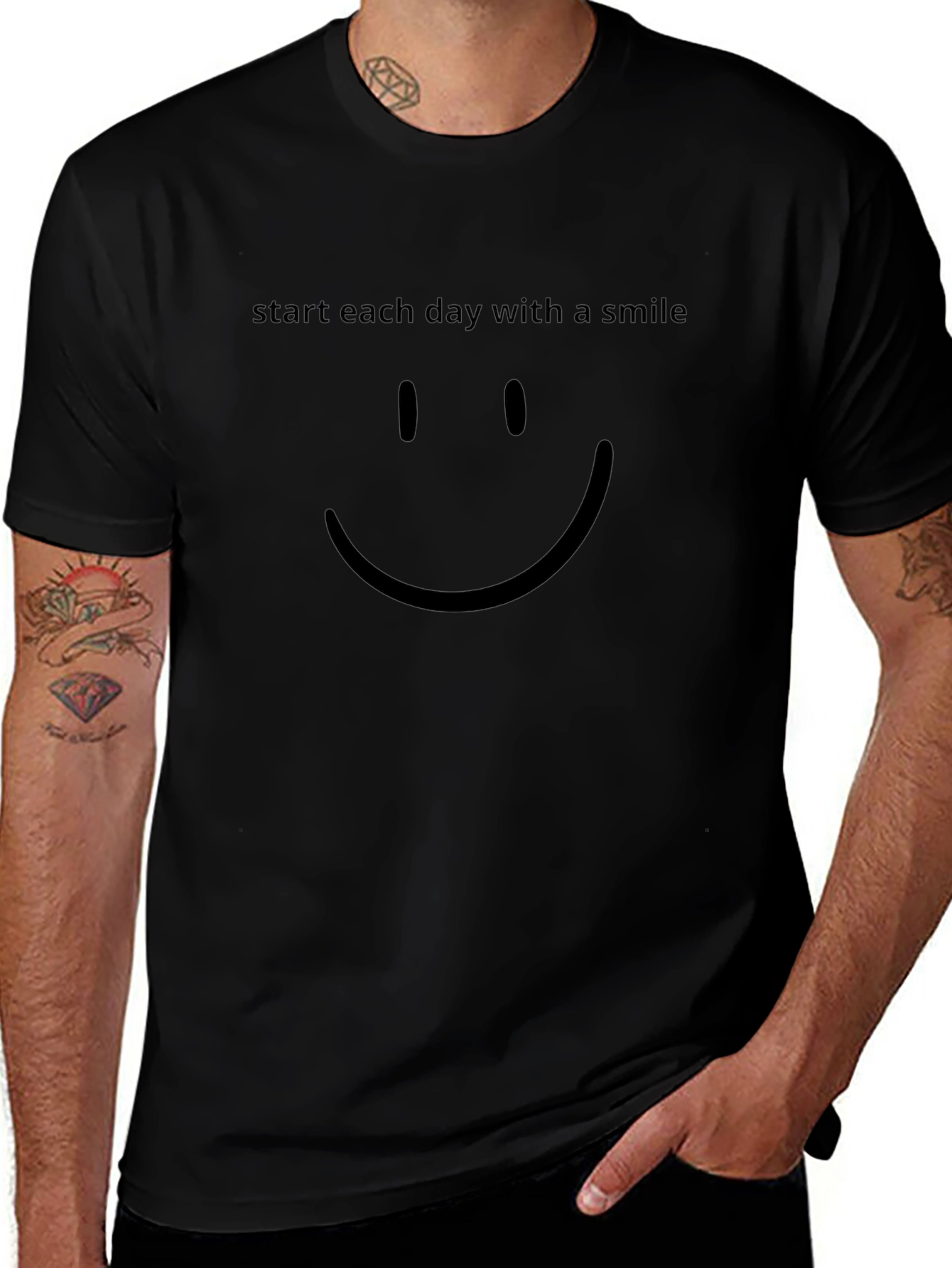 Smile Graphic Mens Black T-Shirt