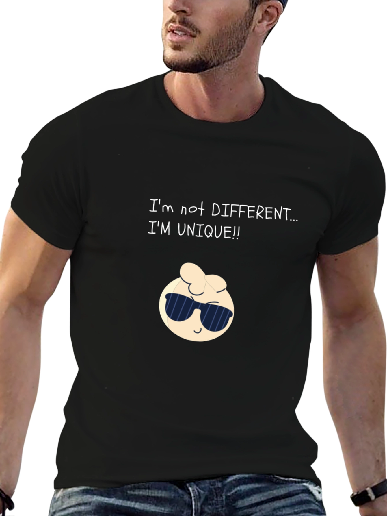 Unique Cartoon Graphic Black T-Shirt