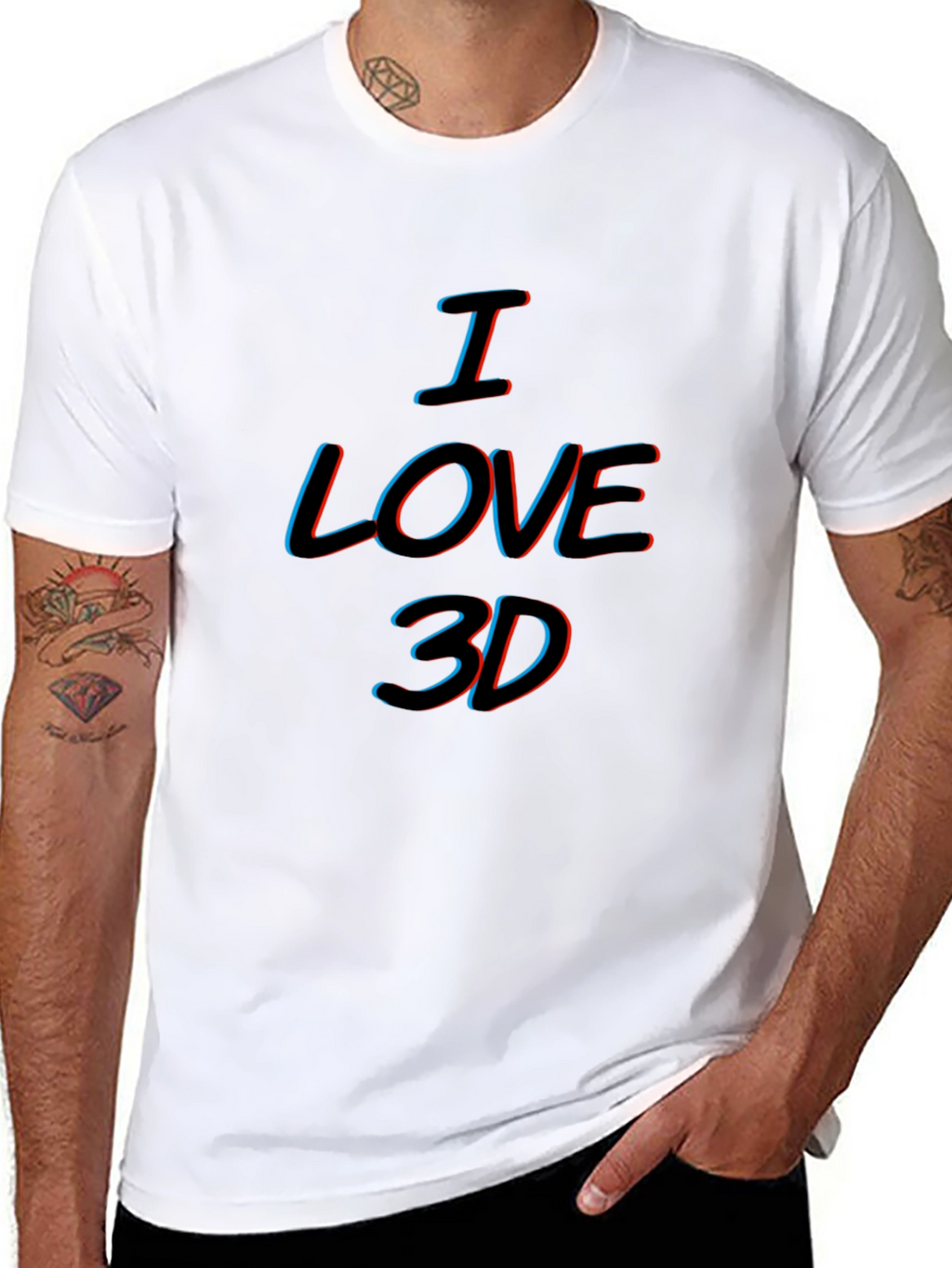 I Love 3D Black T-Shirt