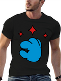 Blue Character Graphic Black T-Shirt