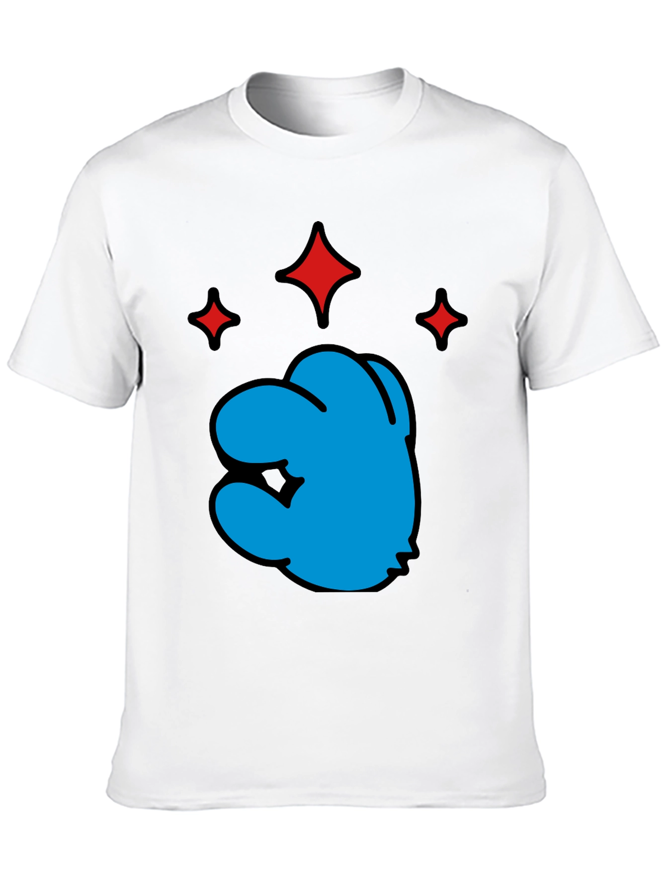 Blue Character Graphic Black T-Shirt