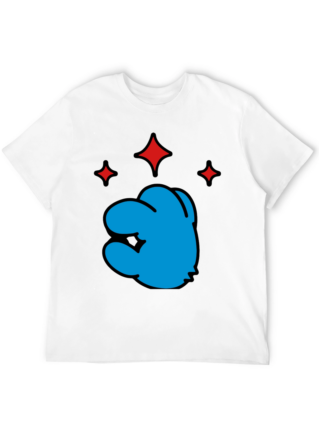 Blue Character Graphic Black T-Shirt