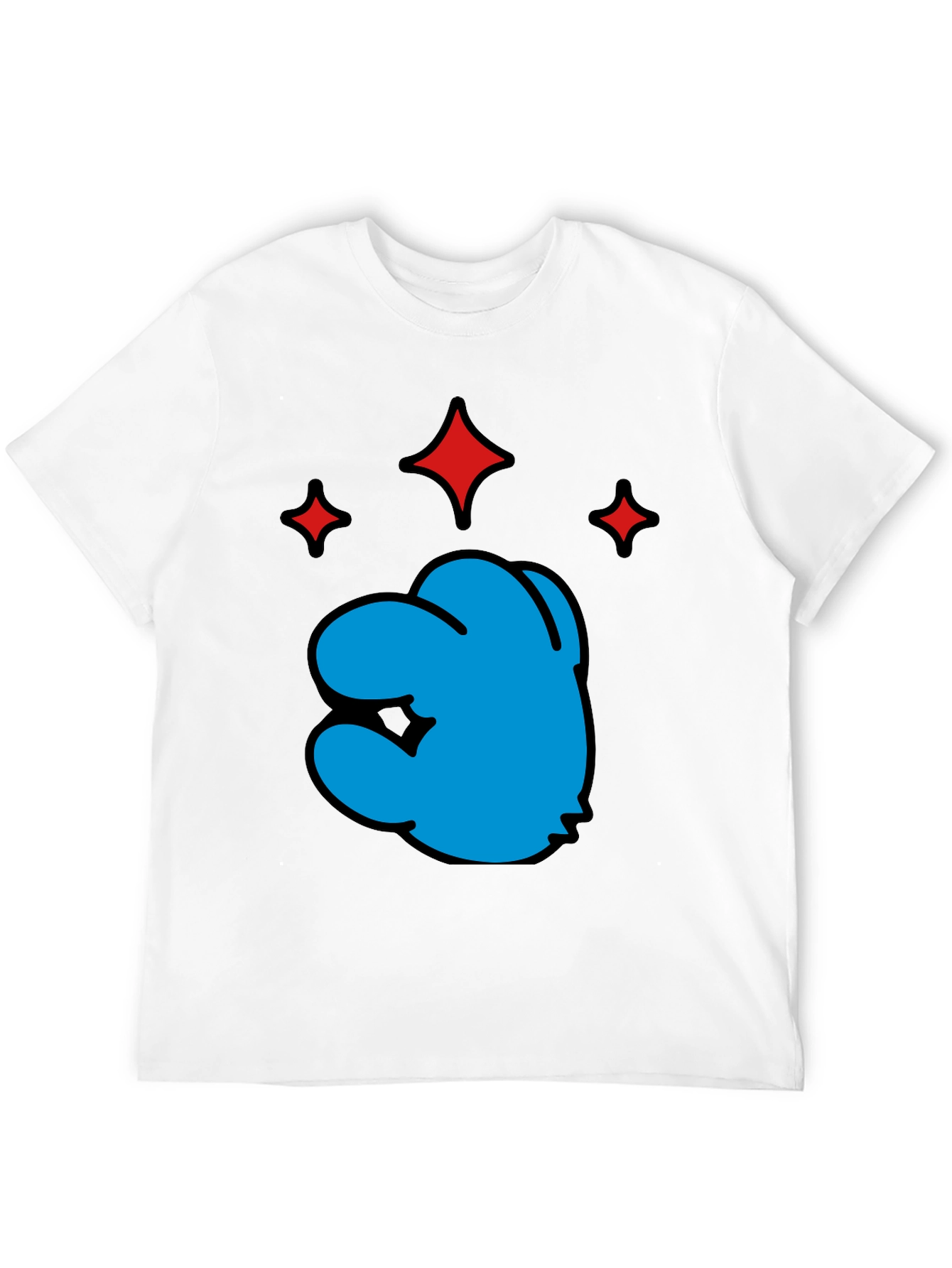 Blue Character Graphic Black T-Shirt