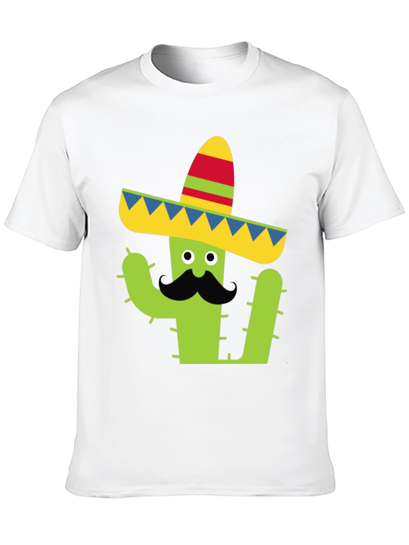 Cactus Sombrero Tee - Black Cotton Graphic T-Shirt