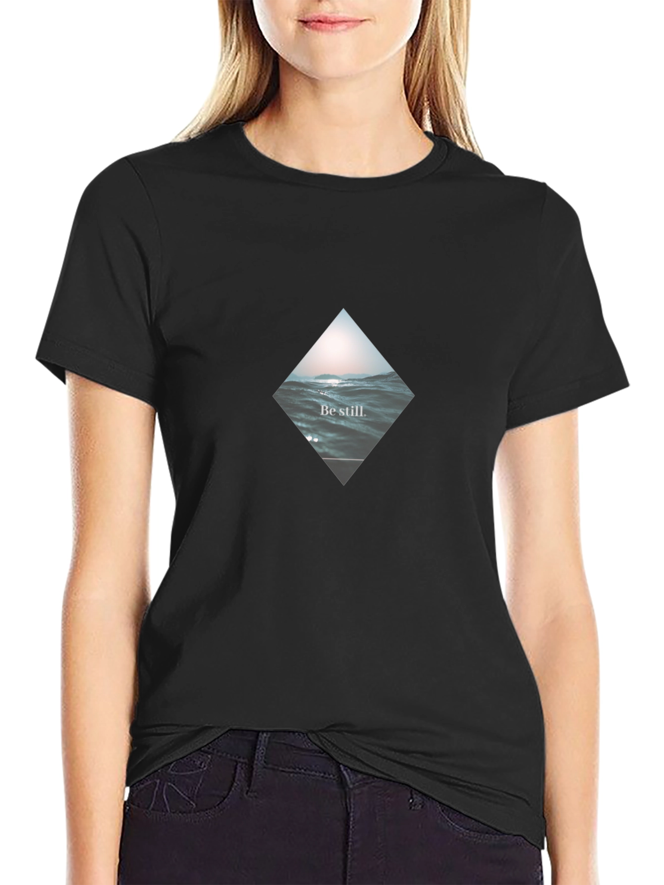 Be Still Wave Graphic Black T-Shirt