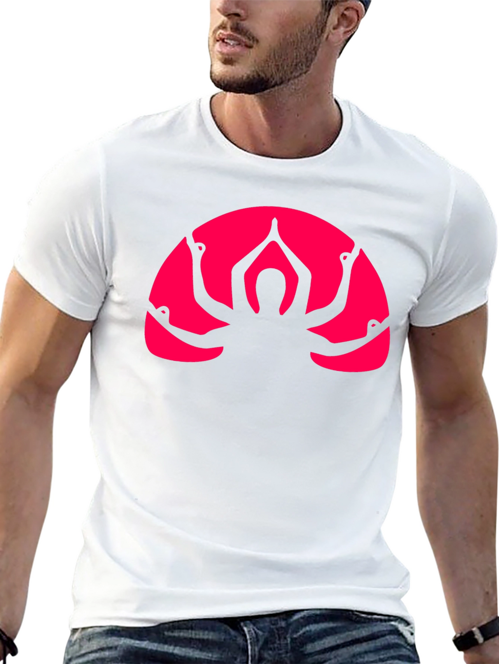 Black T-Shirt with Yoga Multi-Arm Graphic