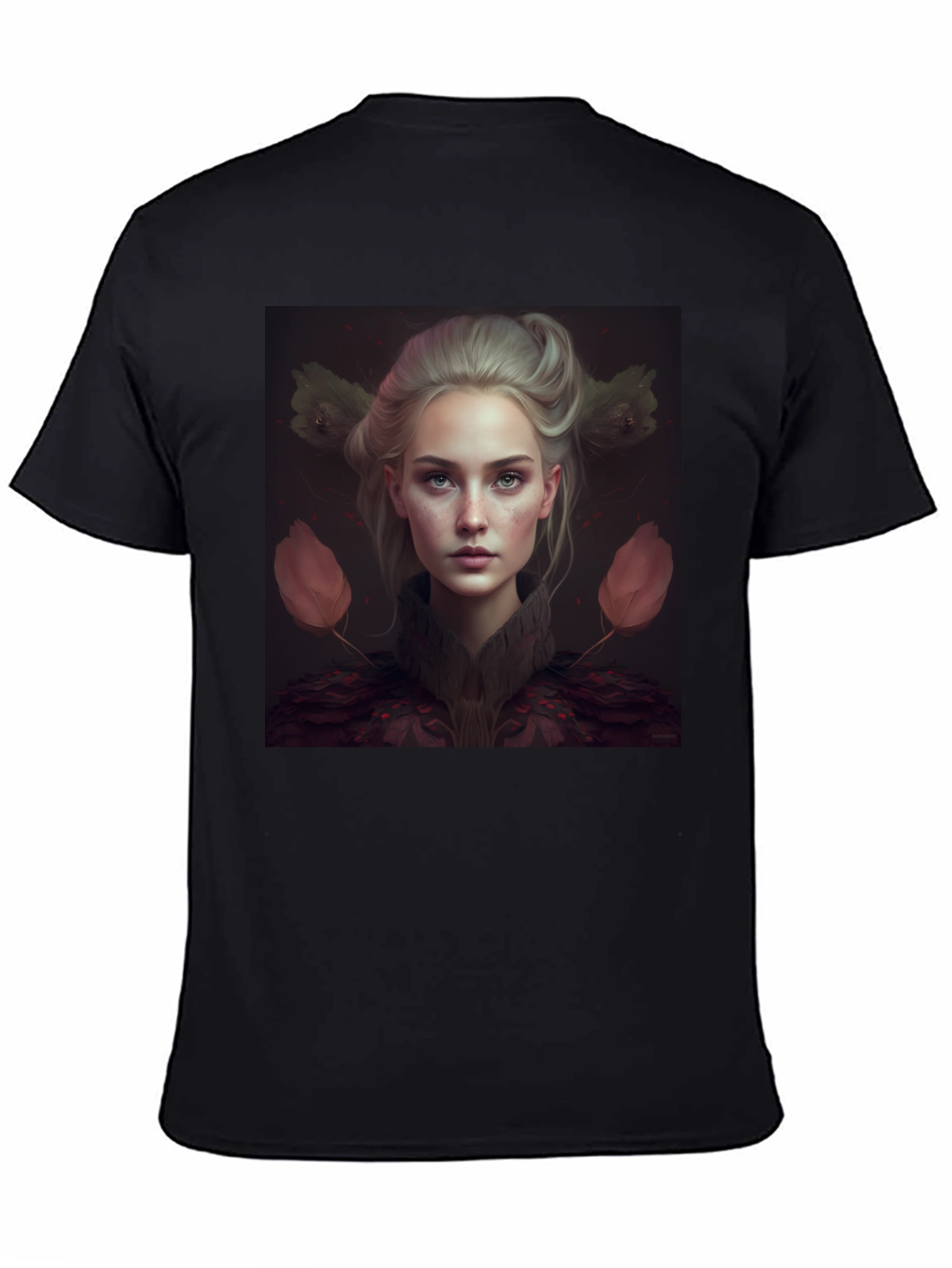 Artistic Portrait Graphic Print Black T-Shirt