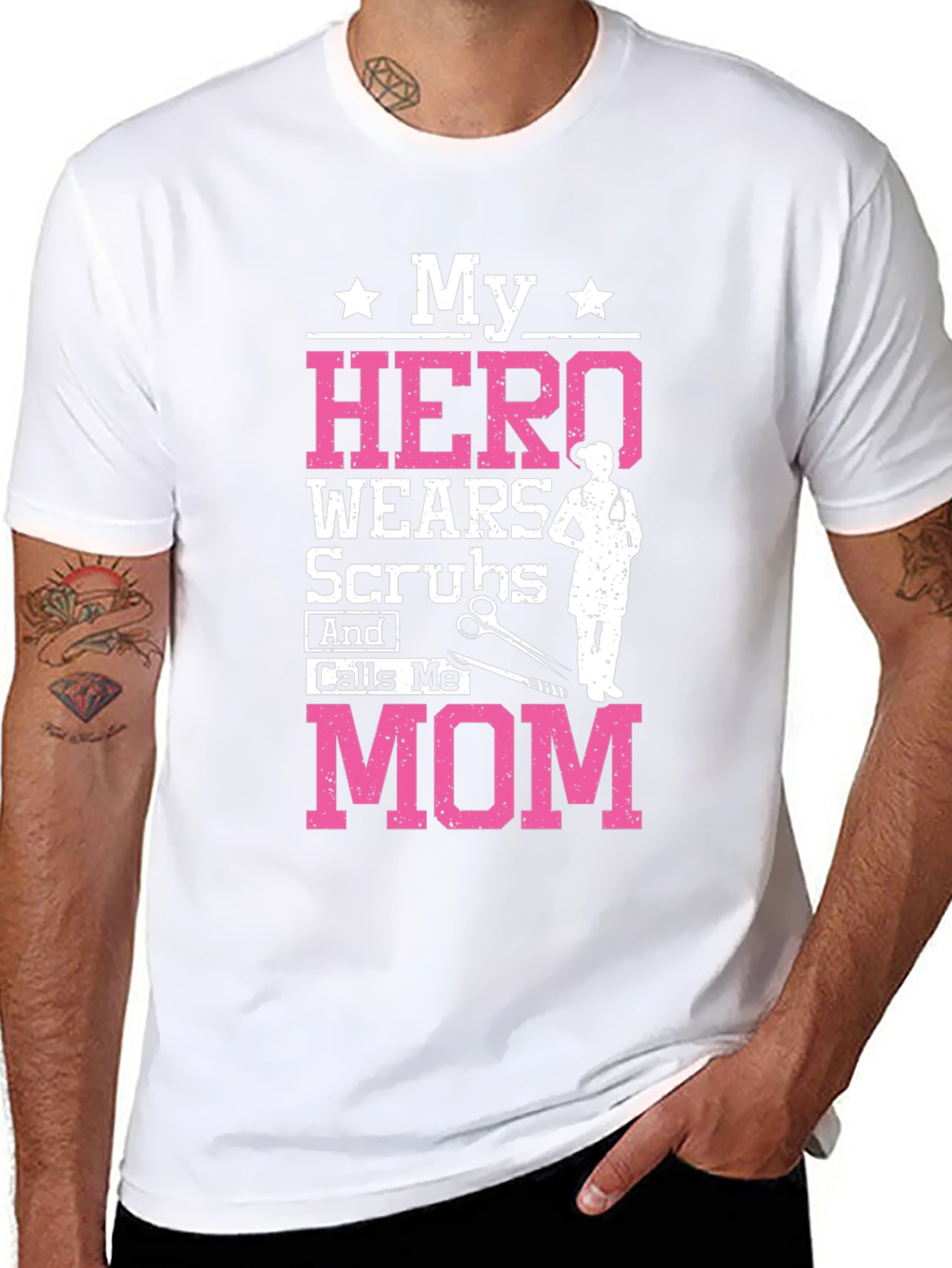 My Hero Wears Scrubs Mom Graphic Tee