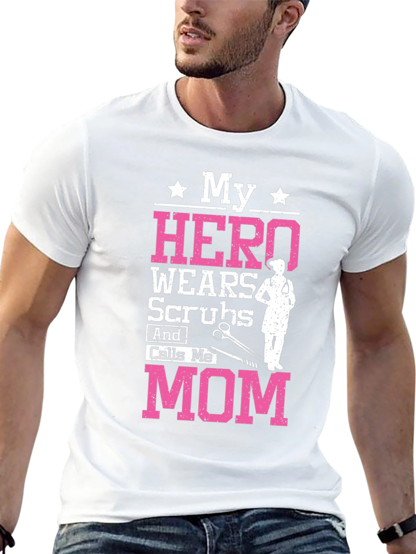 My Hero Wears Scrubs Mom Graphic Tee