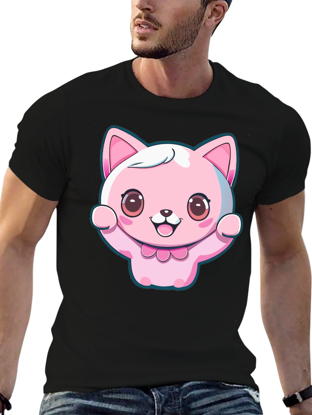 Kawaii Cat Graphic Tee - Cute Cartoon Style