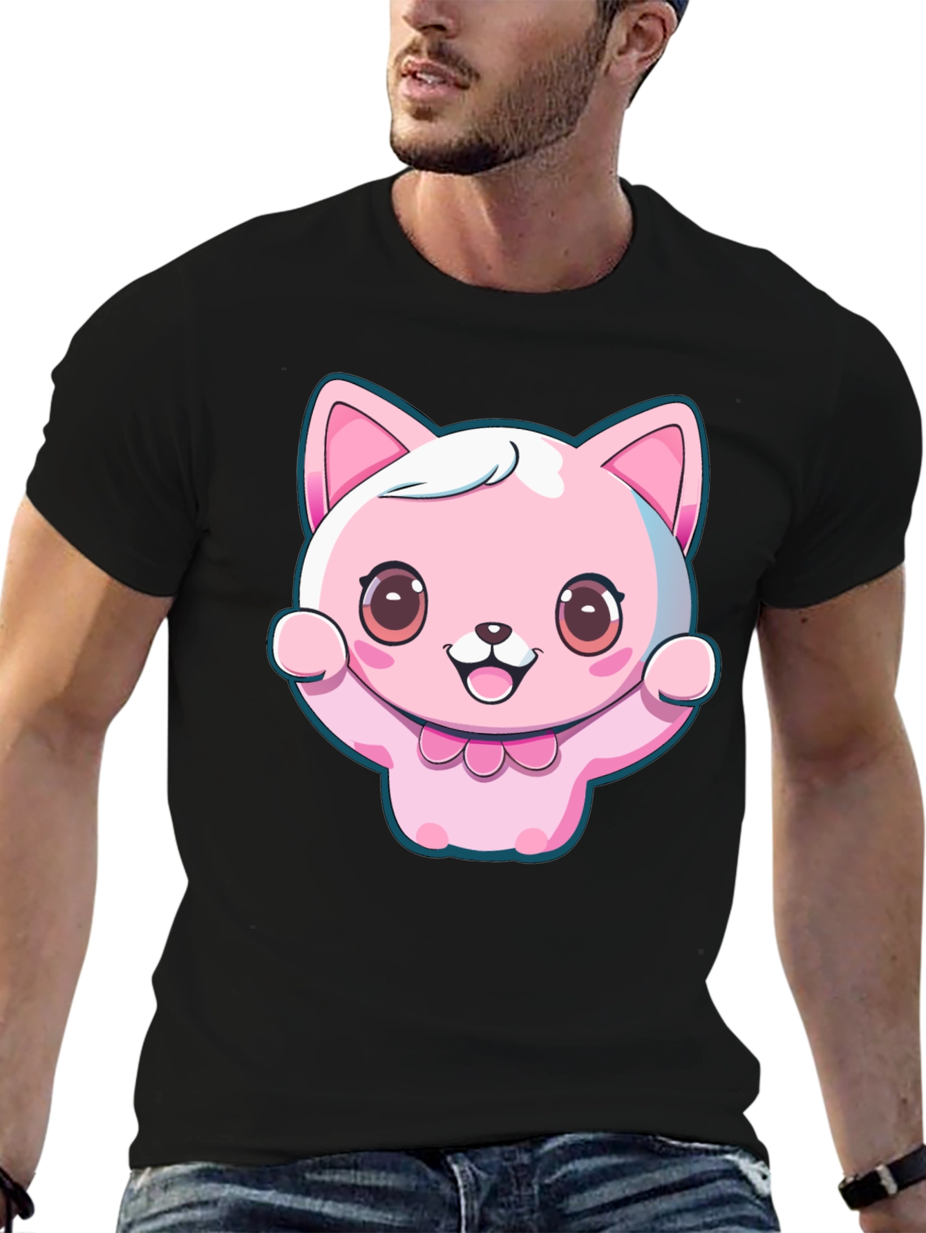 Kawaii Cat Graphic Tee - Cute Cartoon Style