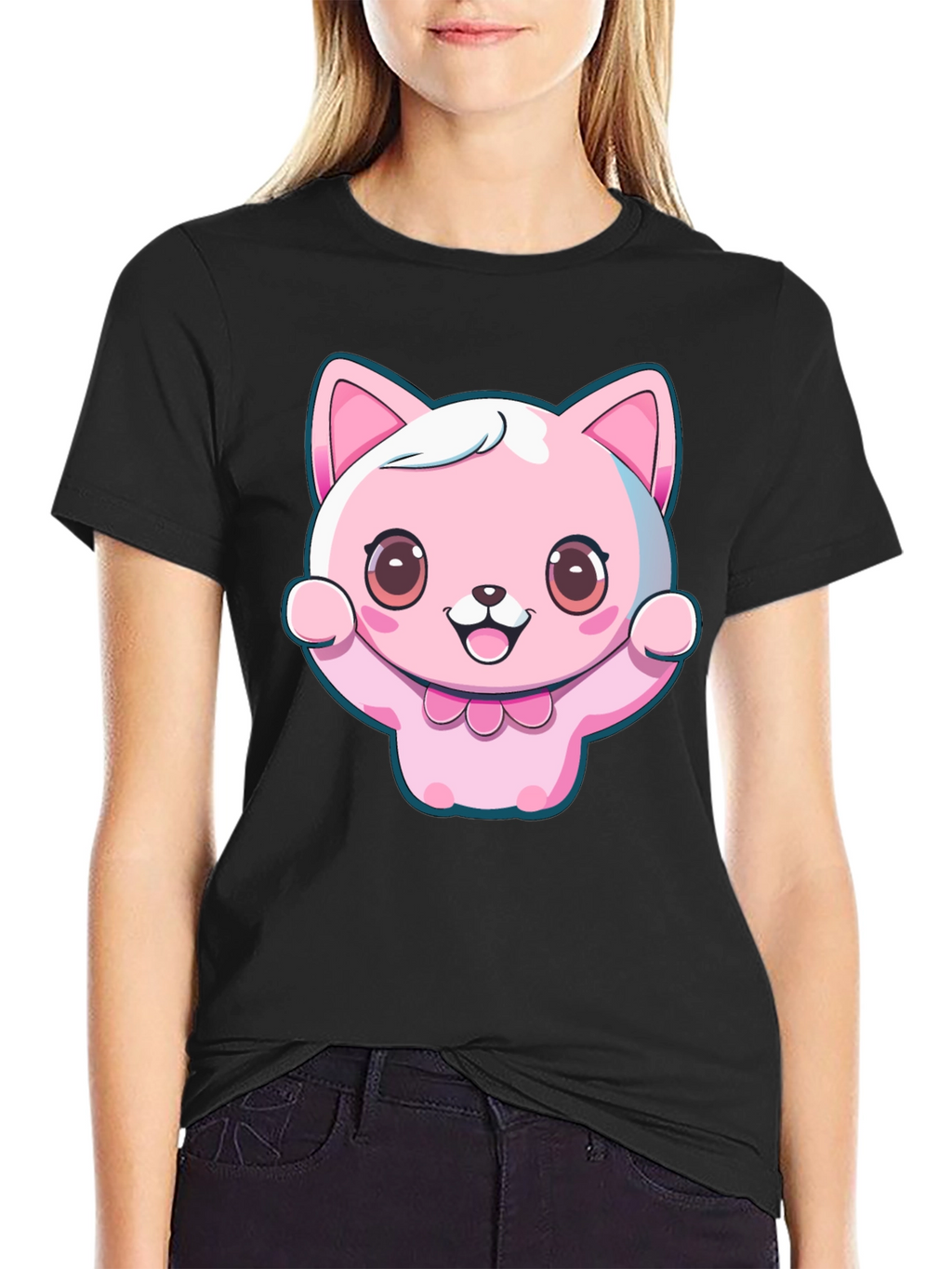 Kawaii Cat Graphic Tee - Cute Cartoon Style