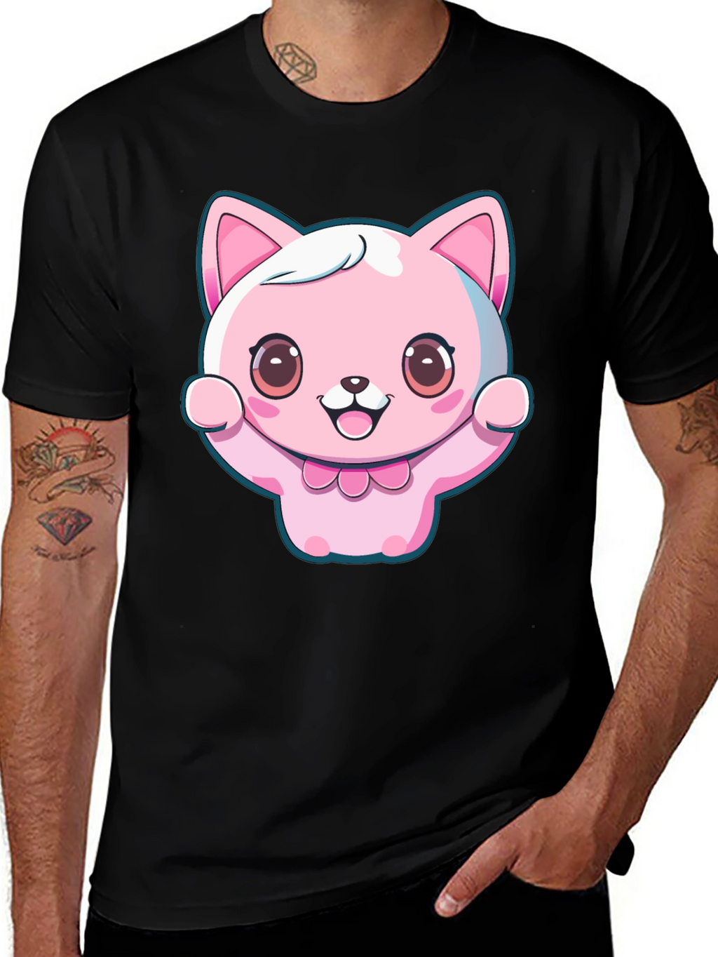 Kawaii Cat Graphic Tee - Cute Cartoon Style