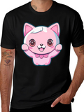 Kawaii Cat Graphic Tee - Cute Cartoon Style