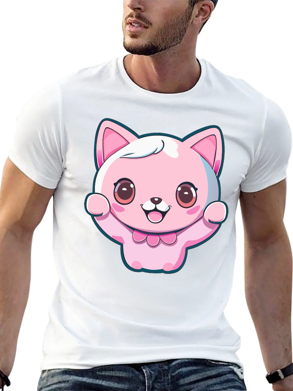 Kawaii Cat Graphic Tee - Cute Cartoon Style