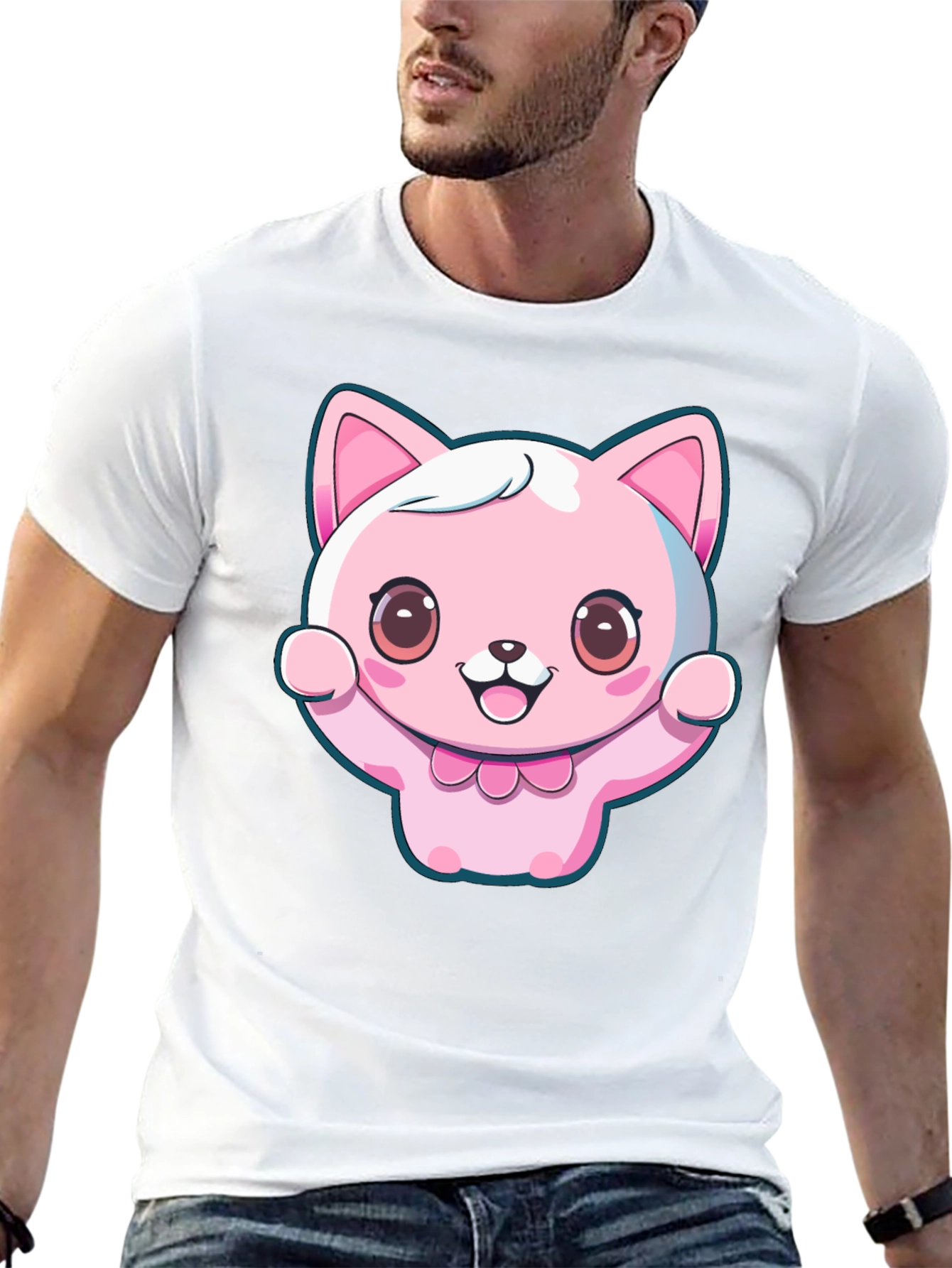 Kawaii Cat Graphic Tee - Cute Cartoon Style