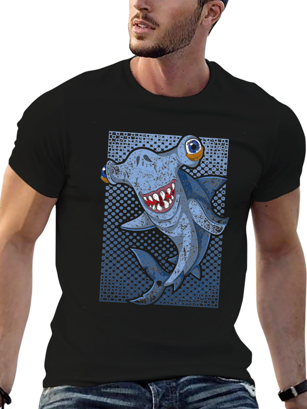 Hammerhead Shark Graphic Tee - Mens Black T-Shirt