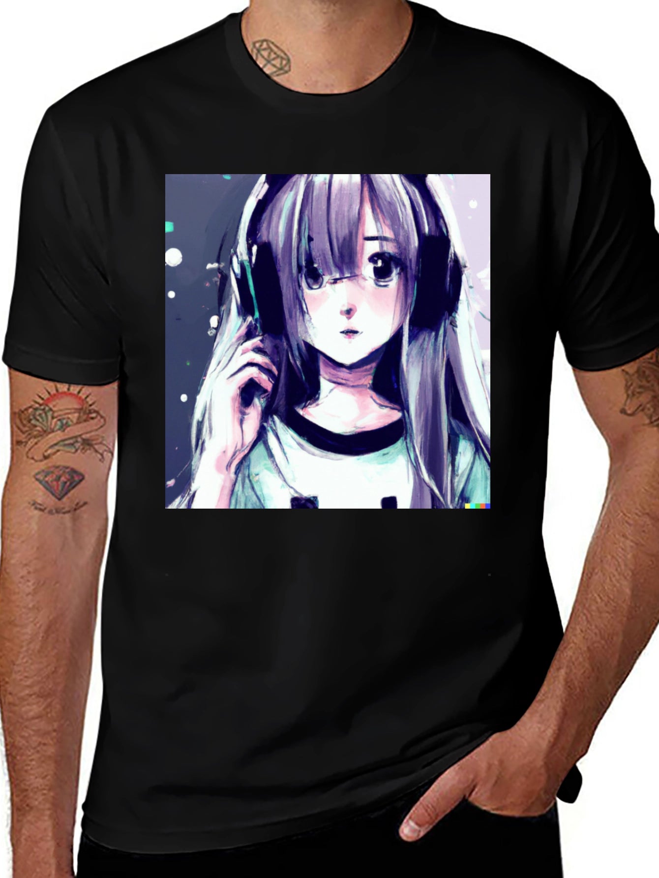 Anime Girl Graphic Tee - Stylish Black T-Shirt