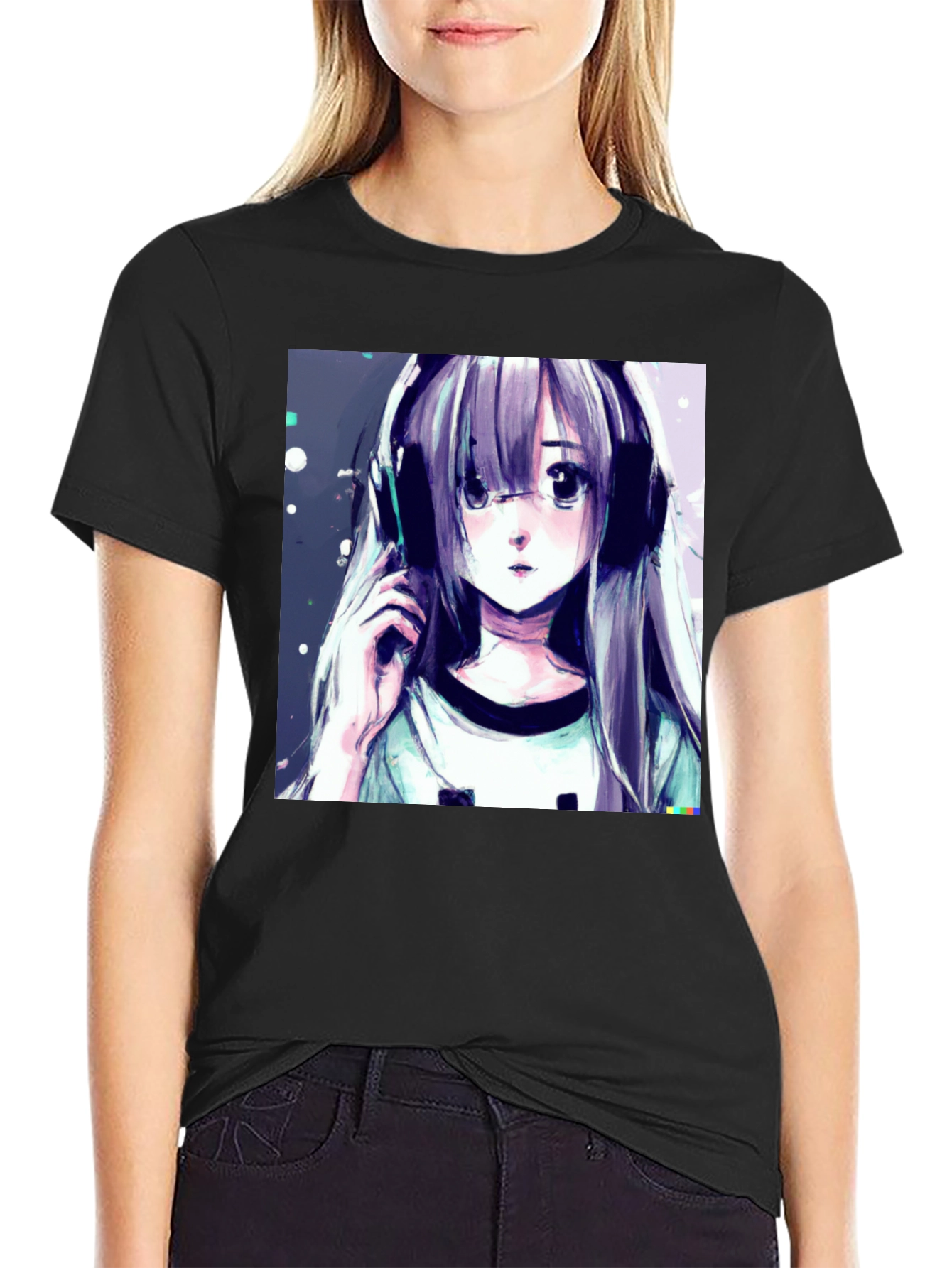 Anime Girl Graphic Tee - Stylish Black T-Shirt