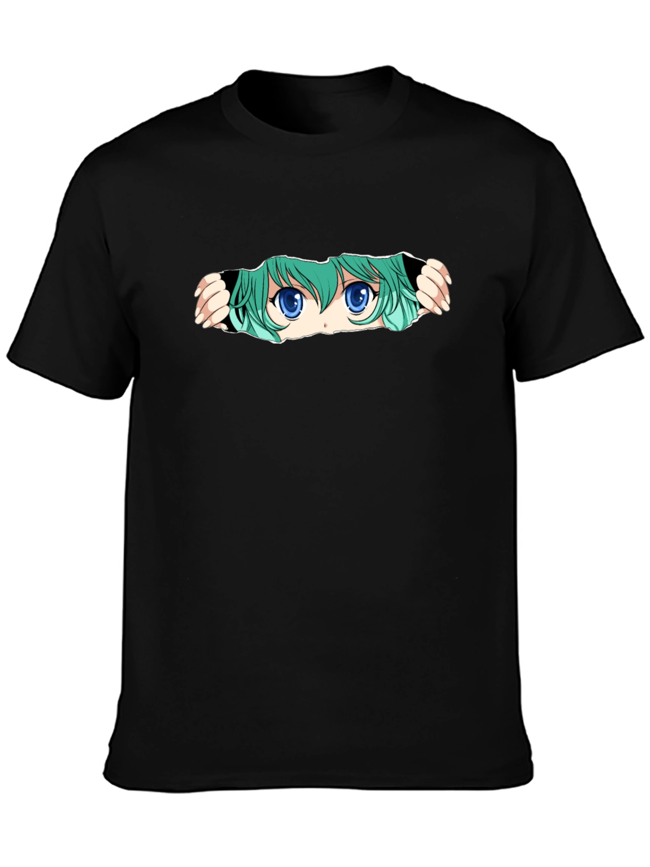 Anime Eyes Graphic Tee - Black Unisex T-Shirt