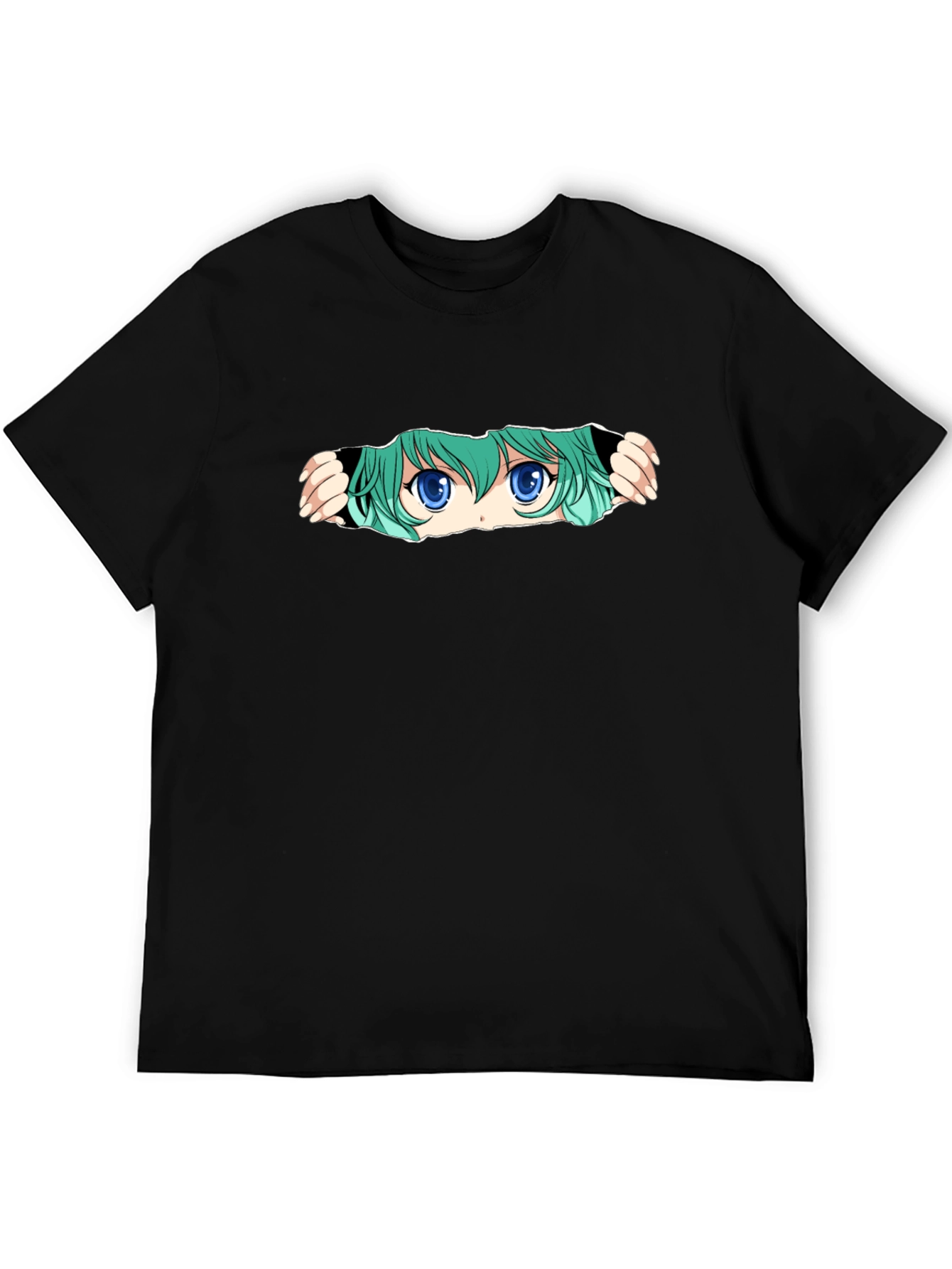 Anime Eyes Graphic Tee - Black Unisex T-Shirt