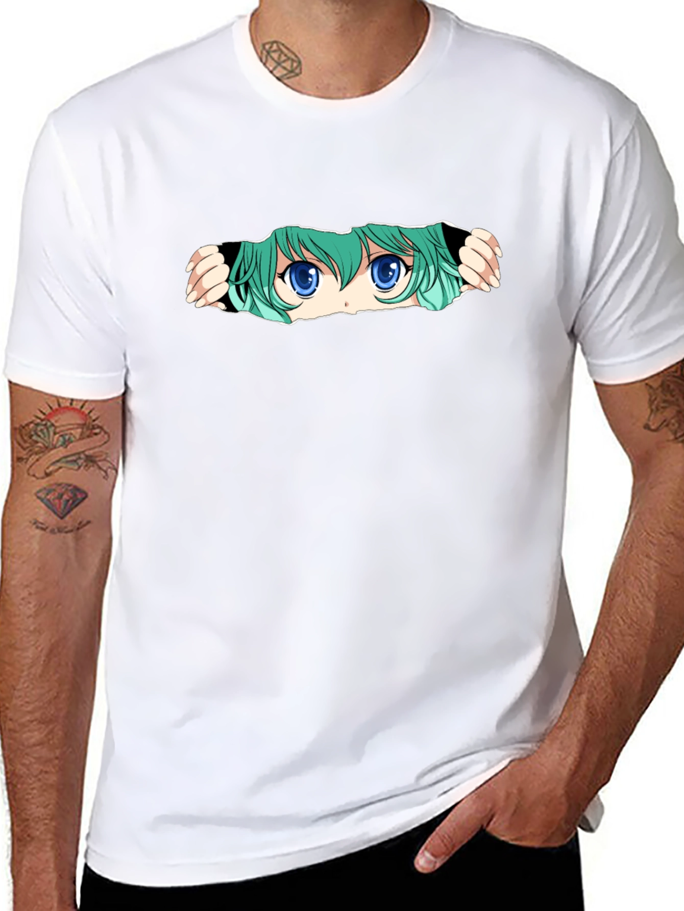 Anime Eyes Graphic Tee - Black Unisex T-Shirt