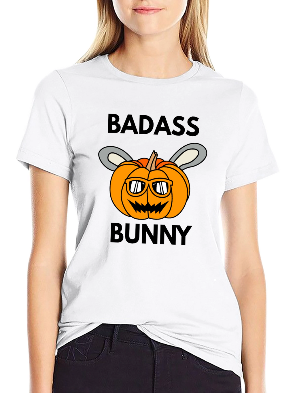 Badass Bunny Halloween Pumpkin T-Shirt
