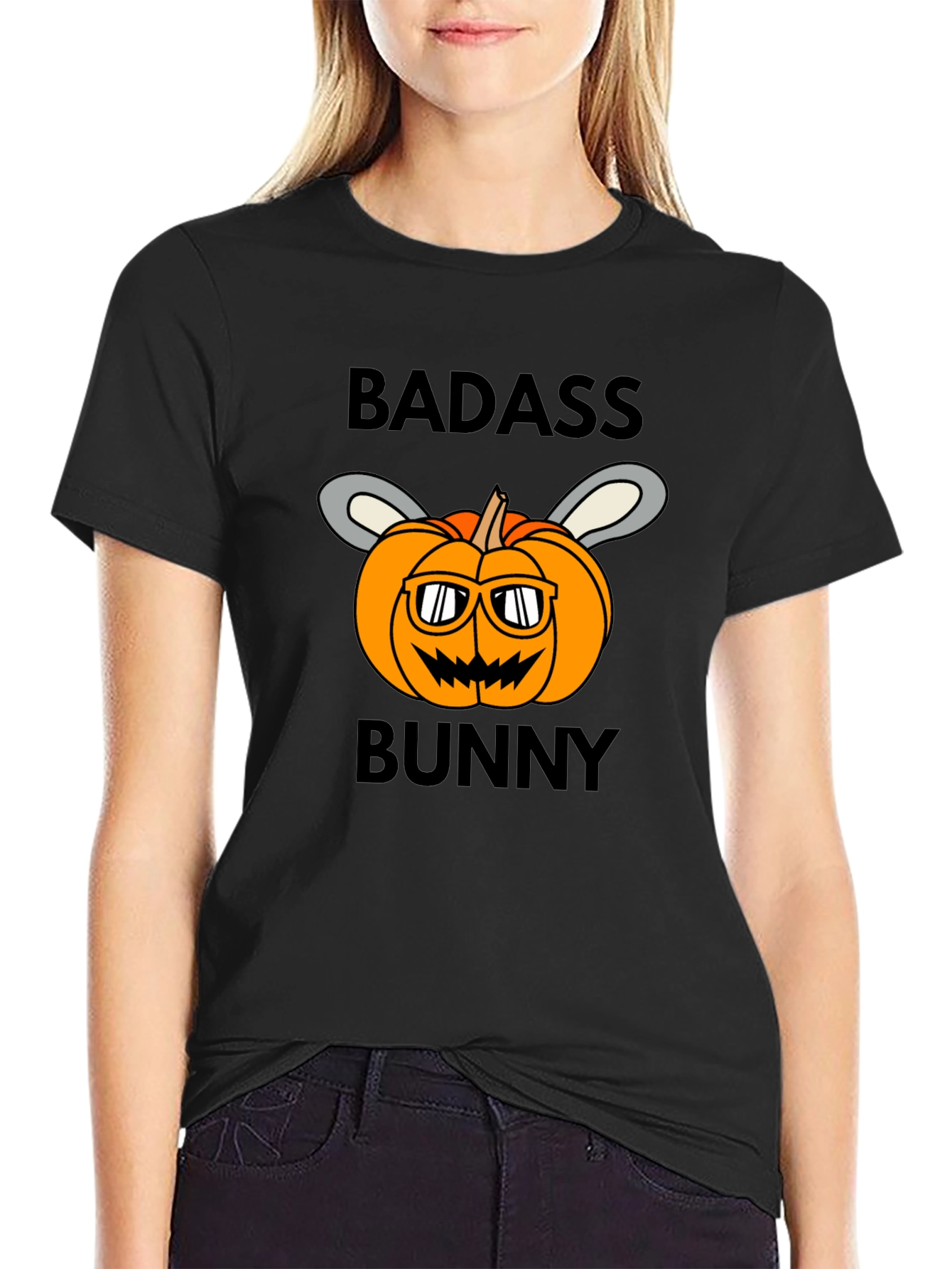 Badass Bunny Halloween Pumpkin T-Shirt