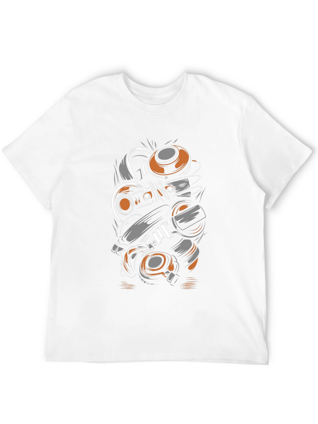 Abstract Mechanic Graphic Black T-Shirt