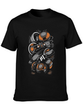 Abstract Mechanic Graphic Black T-Shirt