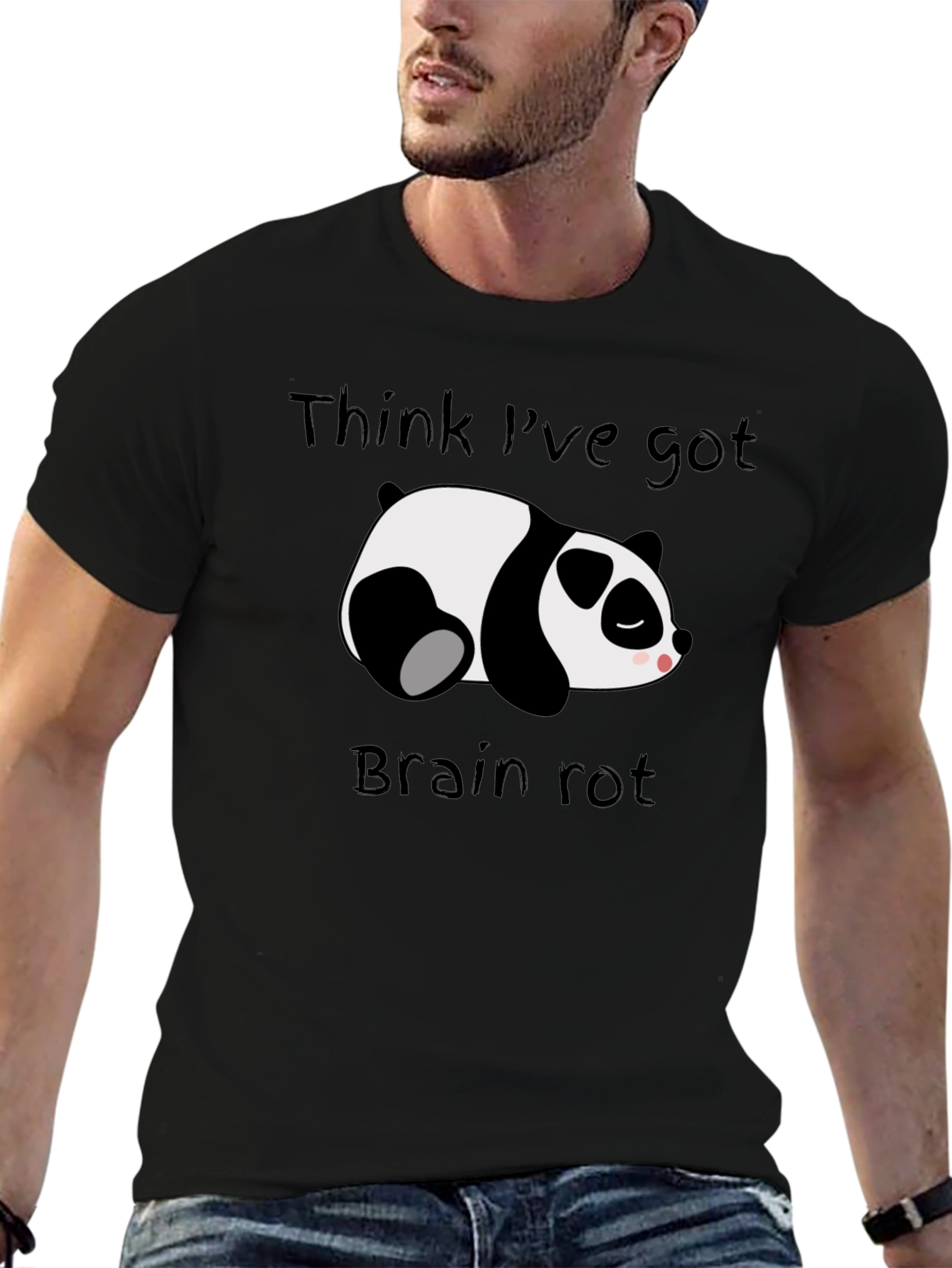 Brain Rot Panda Black T-Shirt