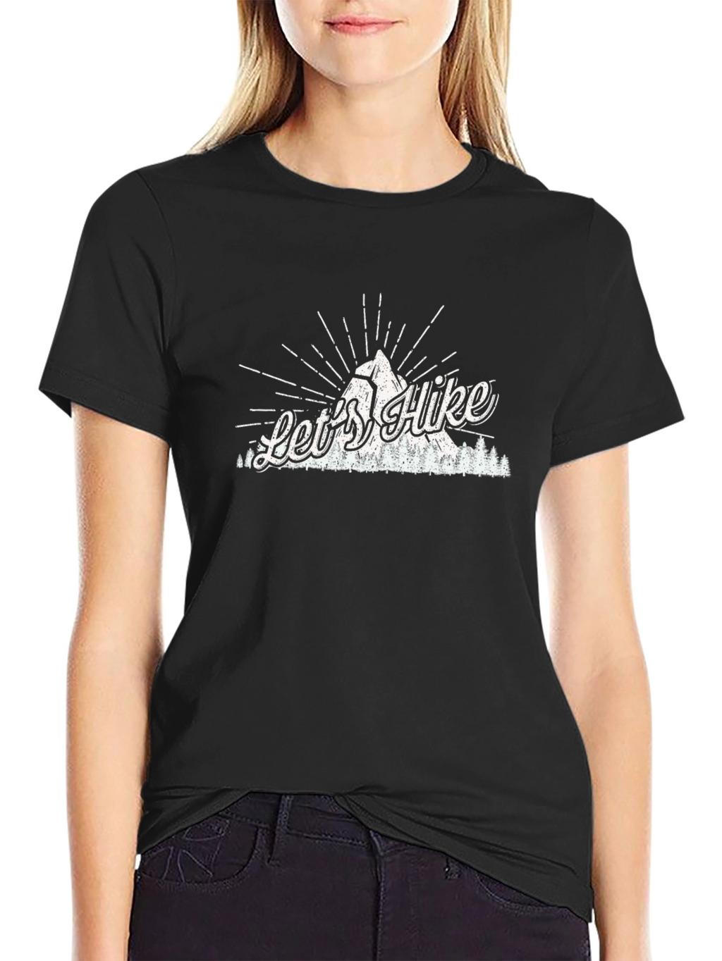 Lets Hike Graphic Tee - Black Cotton T-Shirt