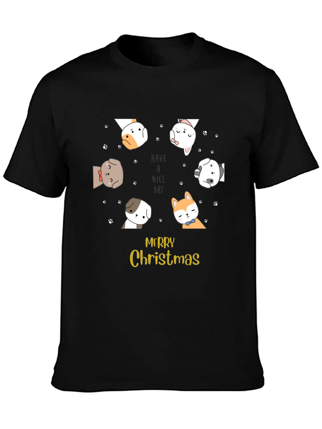 Merry Christmas Dog Graphic T-Shirt