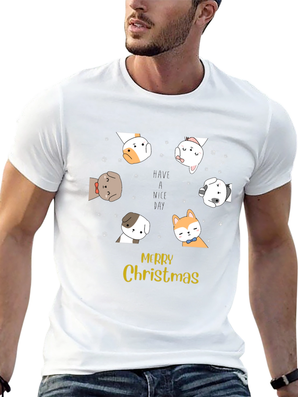Merry Christmas Dog Graphic T-Shirt