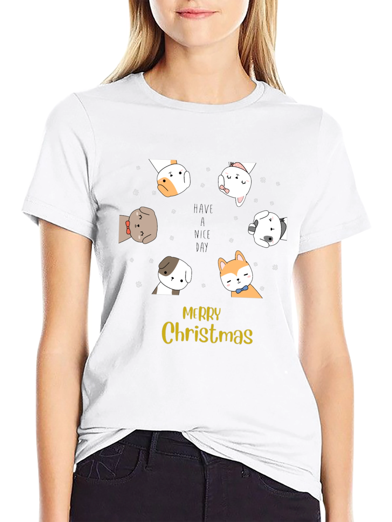 Merry Christmas Dog Graphic T-Shirt