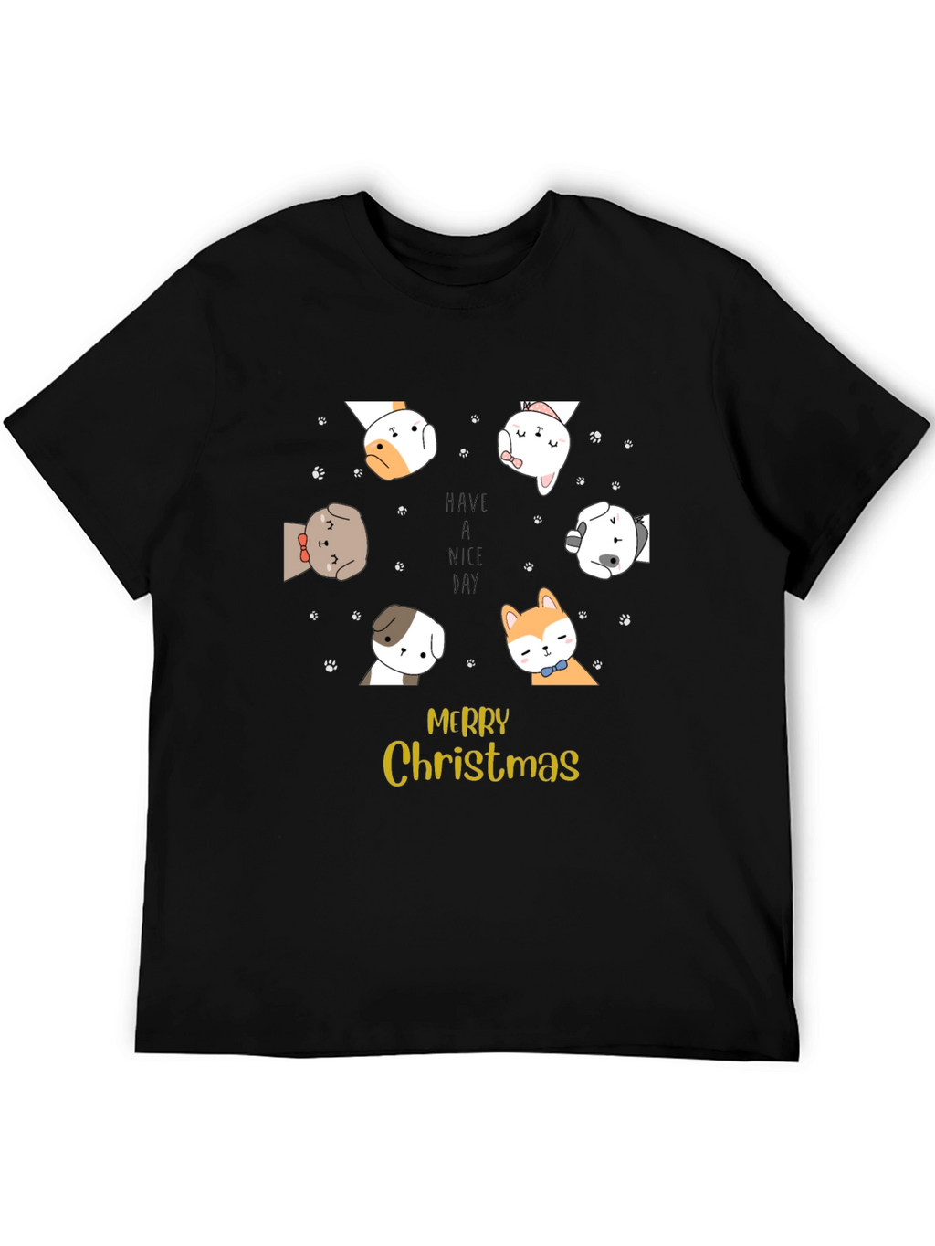 Merry Christmas Dog Graphic T-Shirt