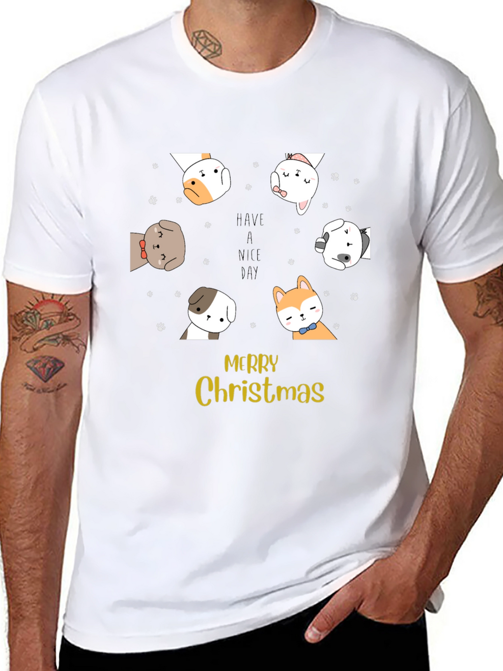 Merry Christmas Dog Graphic T-Shirt