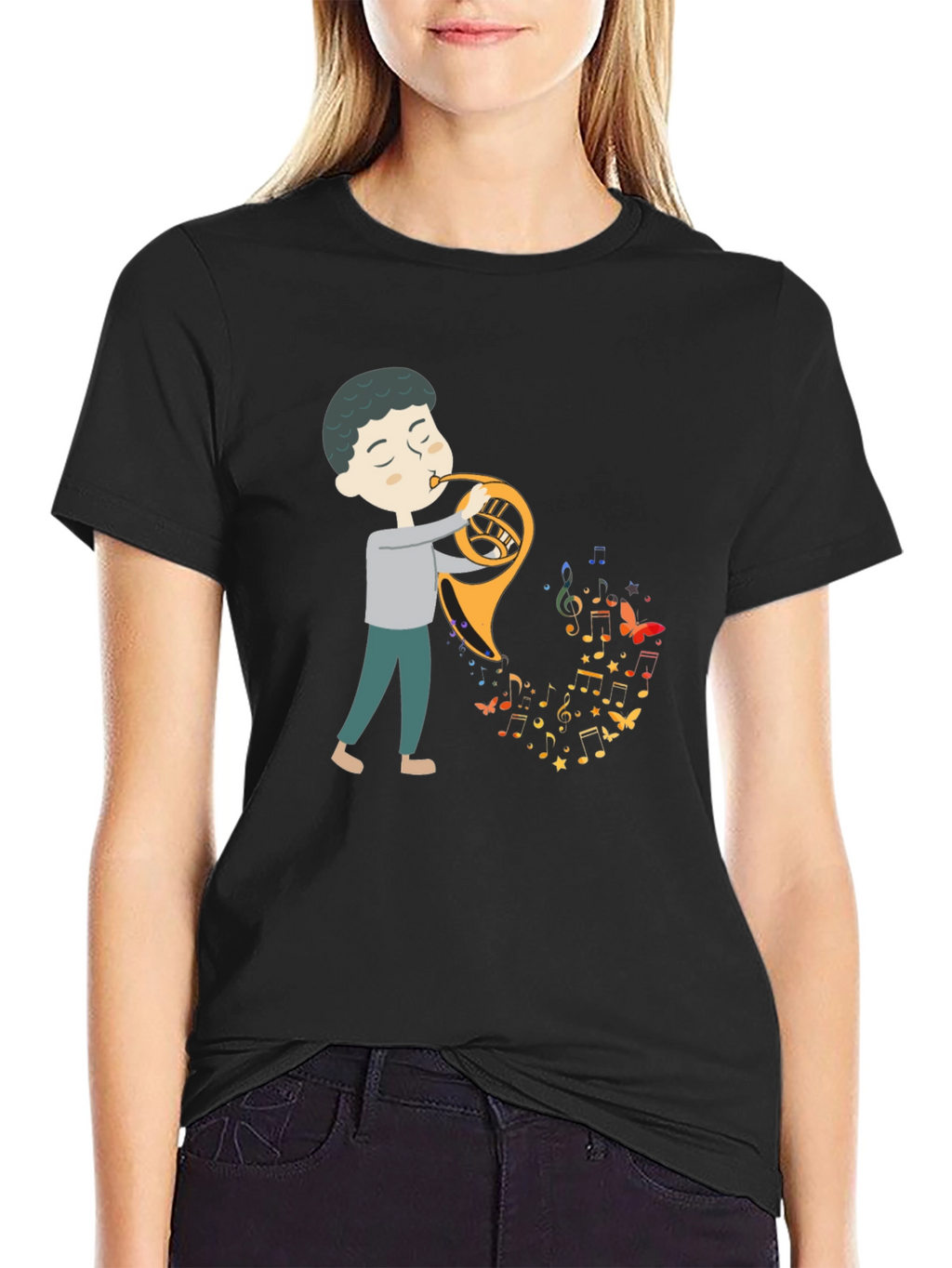 Musical Horn Player Graphic Tee
