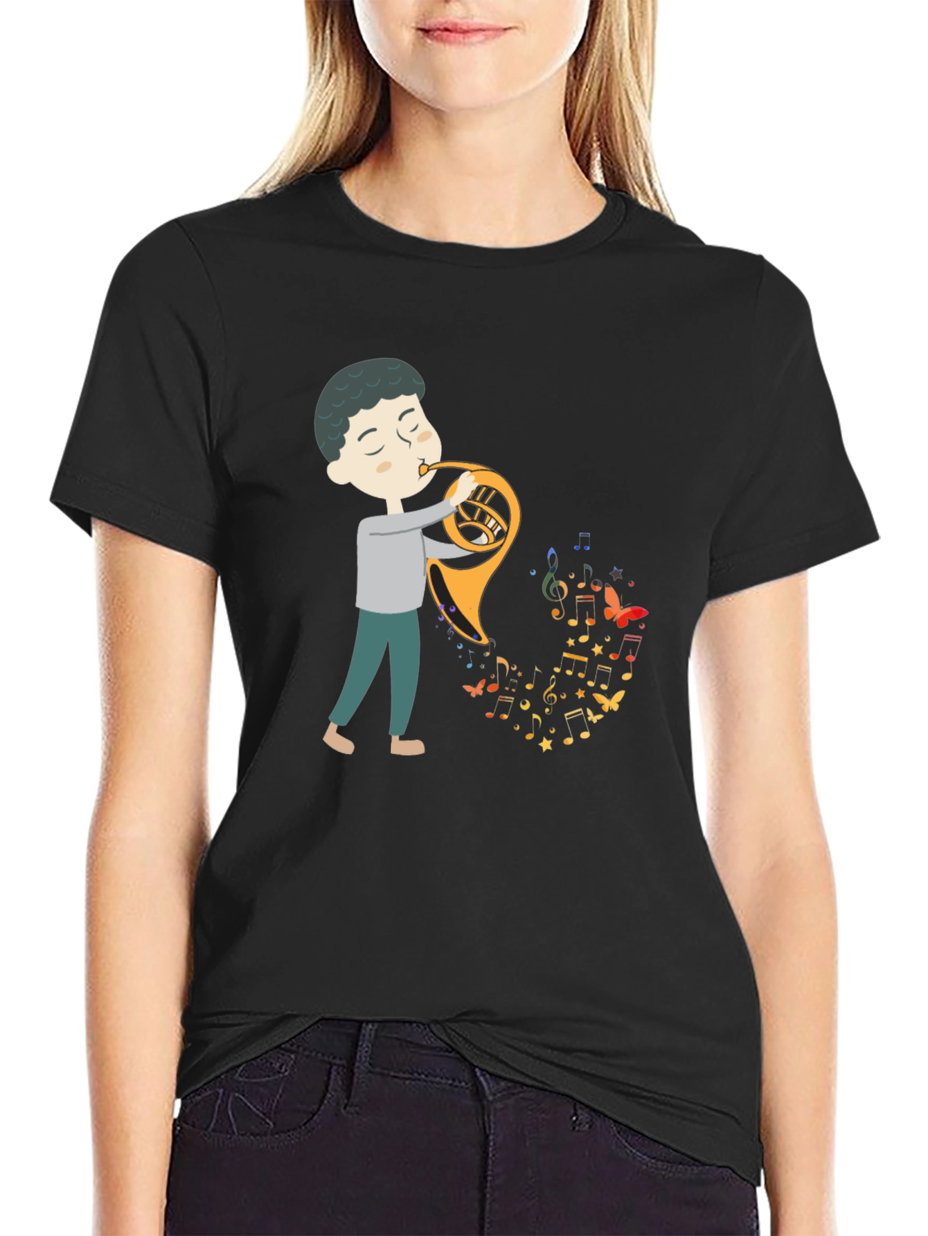 Musical Horn Player Graphic Tee