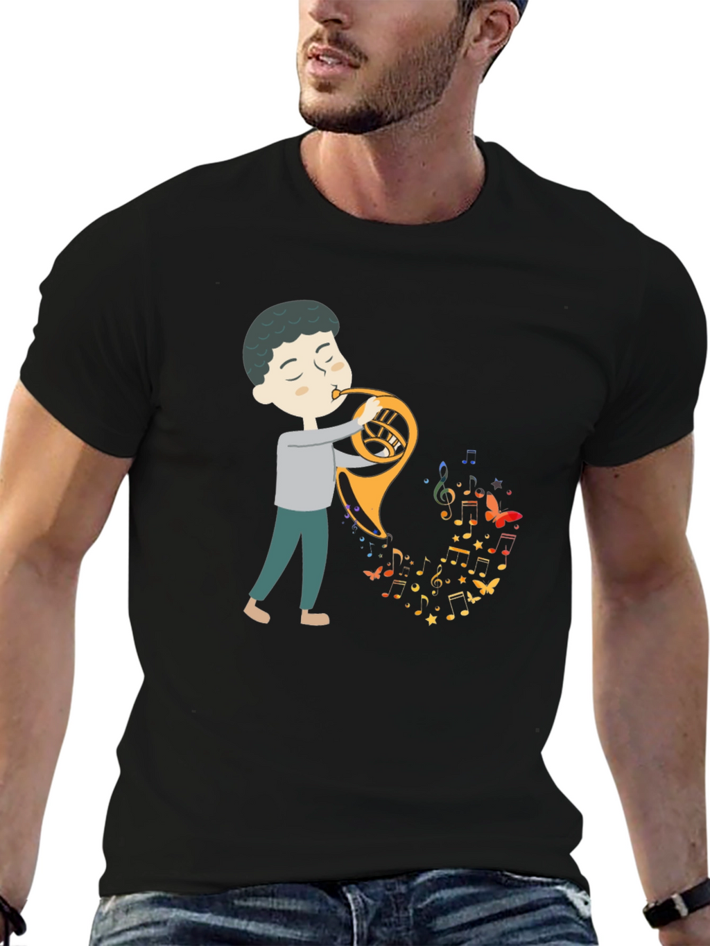 Musical Horn Player Graphic Tee