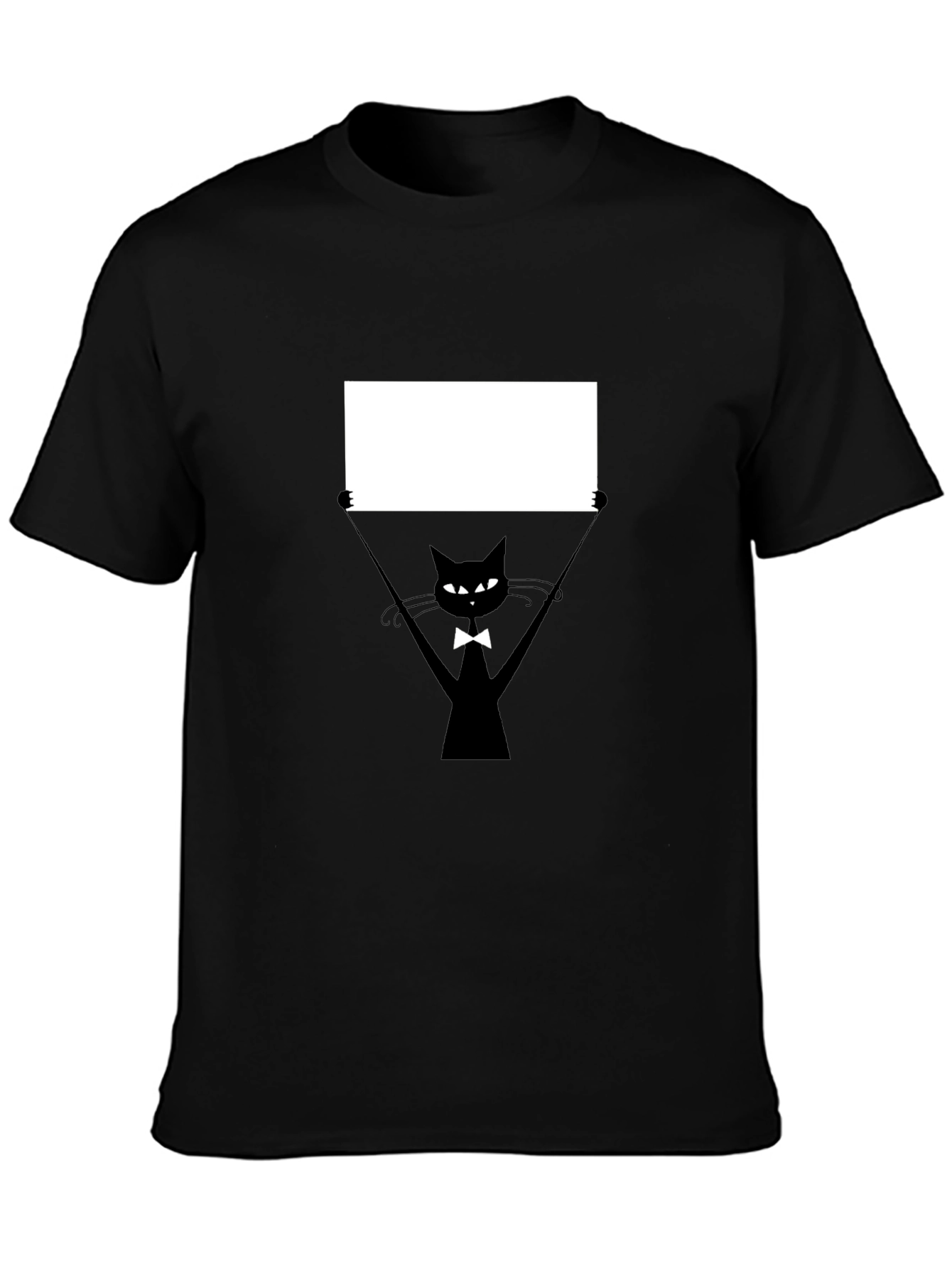 Black Cat with Sign Graphic Tee - Unisex Casual Shirt