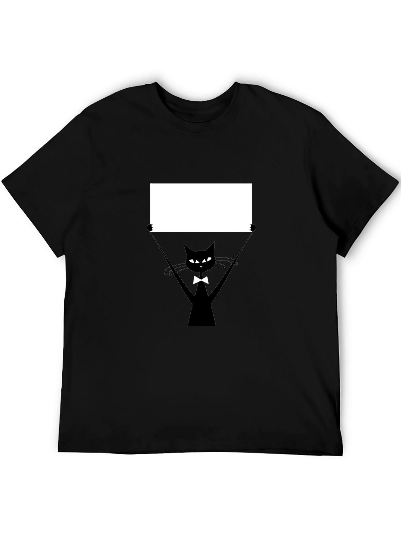 Black Cat with Sign Graphic Tee - Unisex Casual Shirt