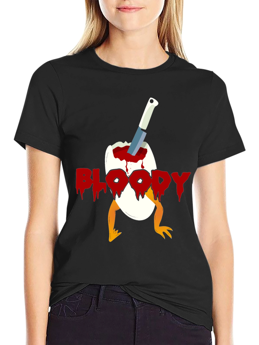 Bloody Chick Egg Graphic T-Shirt