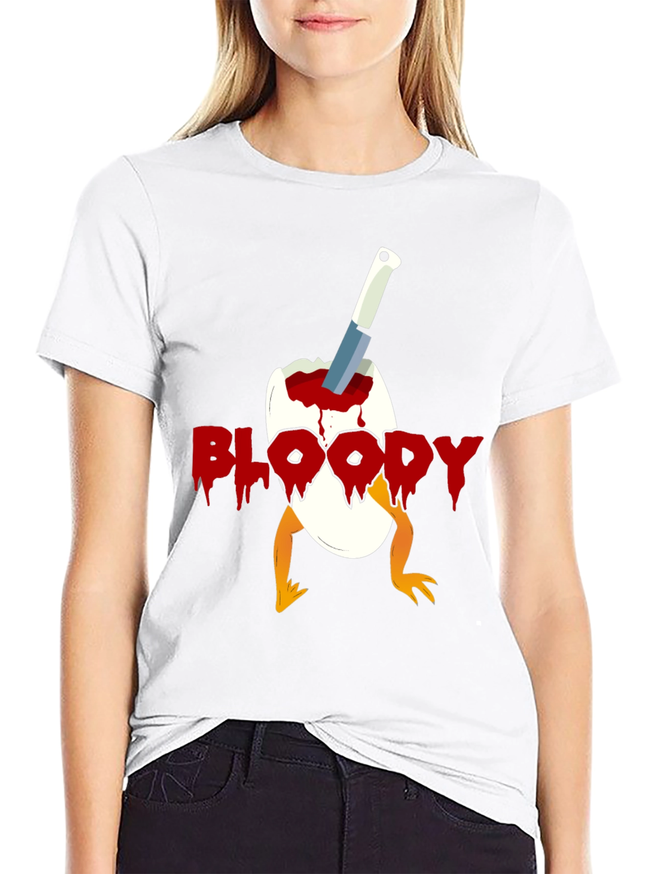 Bloody Chick Egg Graphic T-Shirt